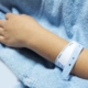 A hospital patient wearing an identification bracelet